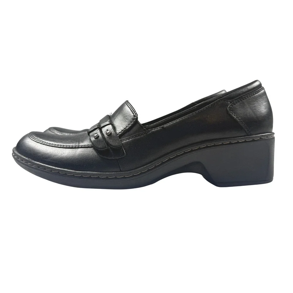 Cobb Hill Black Leather Loafer Slip On Grunge Goth Office Preppy Womens‎ 10N